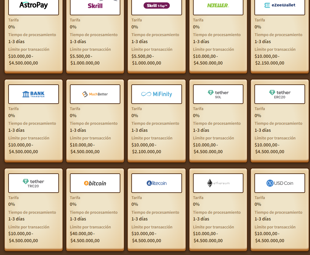 MyEmpire Casino tiene muchas criptomonedas para hacer retiradas